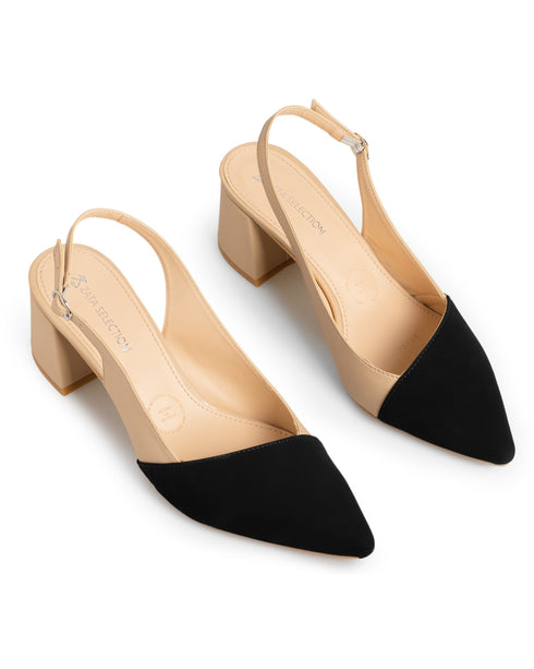 Zapatilla Nude Slingback Punta Negra 15008